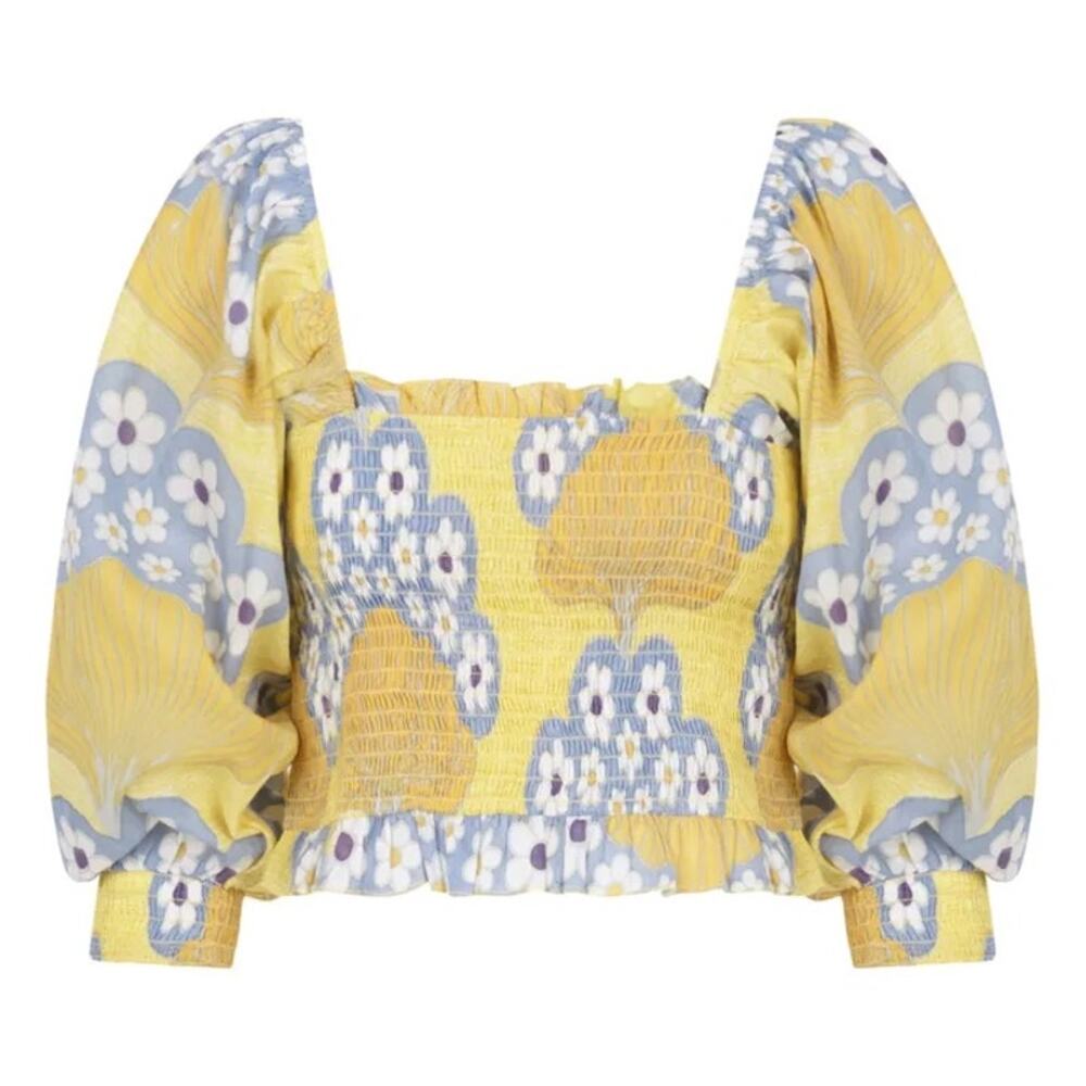 NWT ANTIK BATIK Lettie Cotton Voile Top in Yellow Sz XS